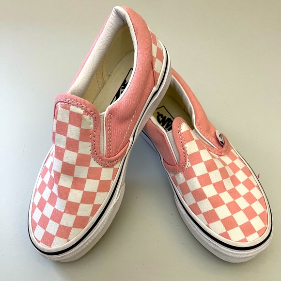 VANS-NWOT girls pink and white checkered slip on size 13 - Picture 1 of 6